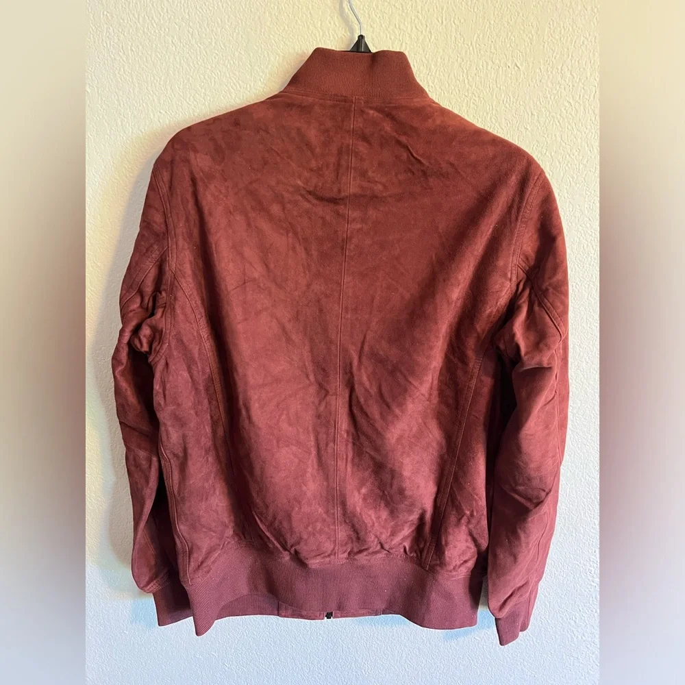 🌟 Sleek Burgundy 100% Goatskin Suede Bomber Jacket by Blank NYC 🌟